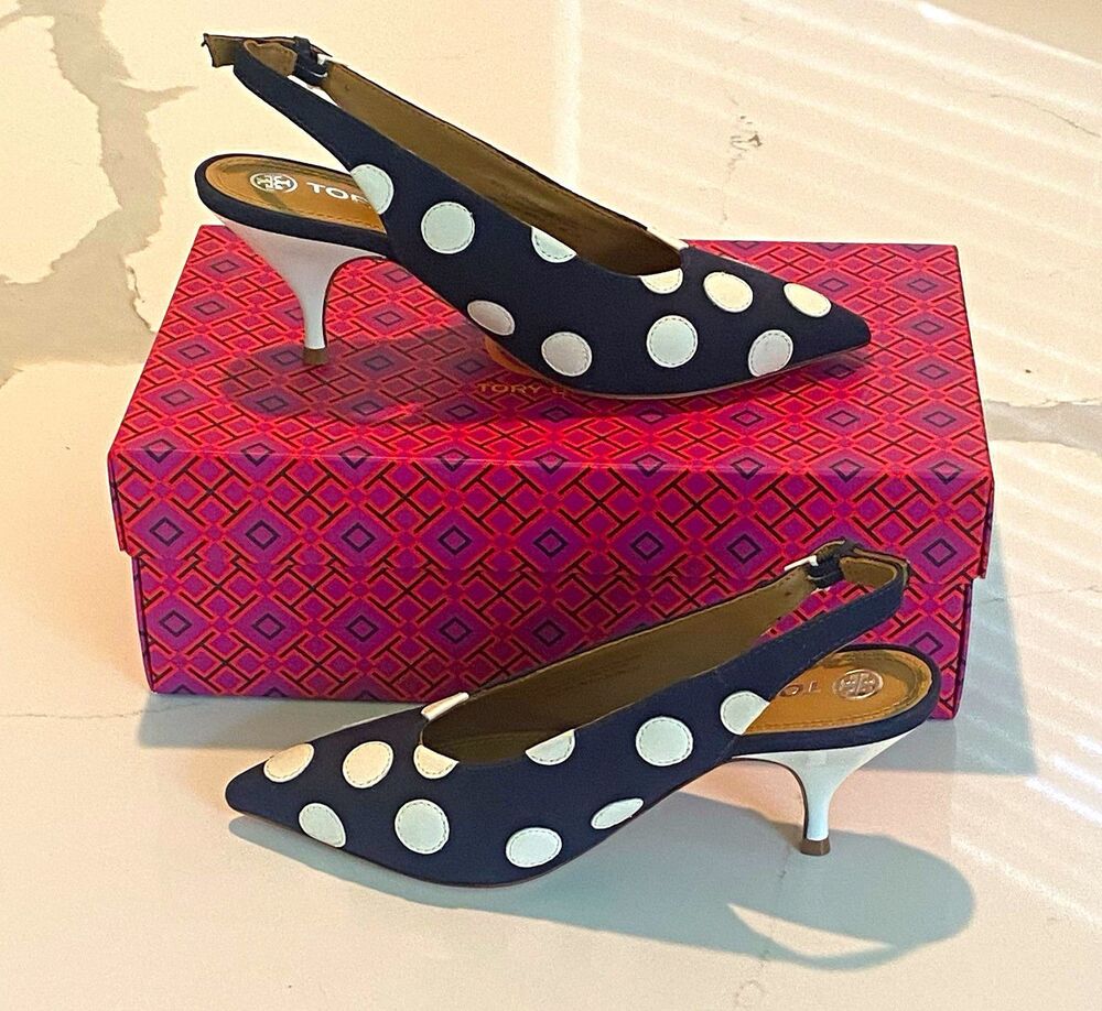 NWOT Tory Burch Spencer Polka Dot Slingback Pumps Size 6